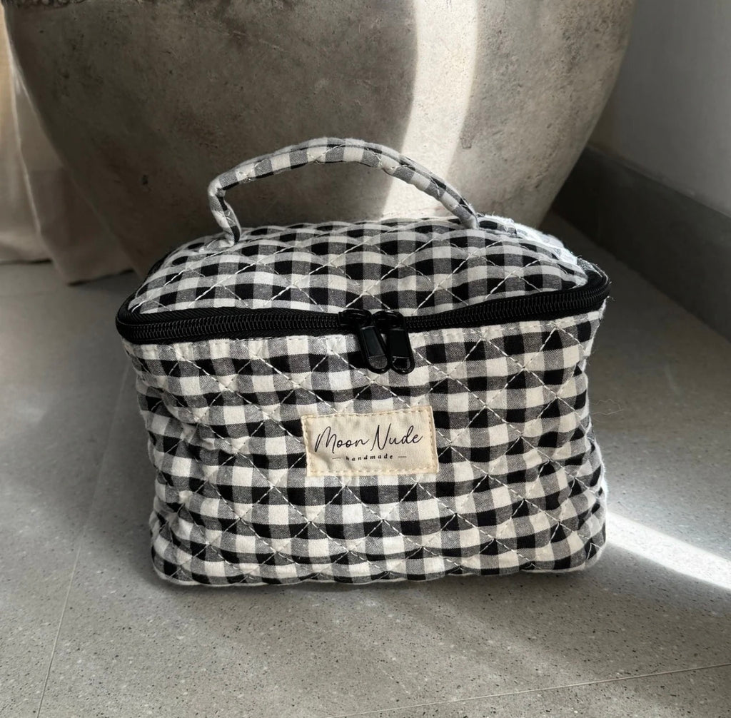 Black/White Gingham Vanity Bag