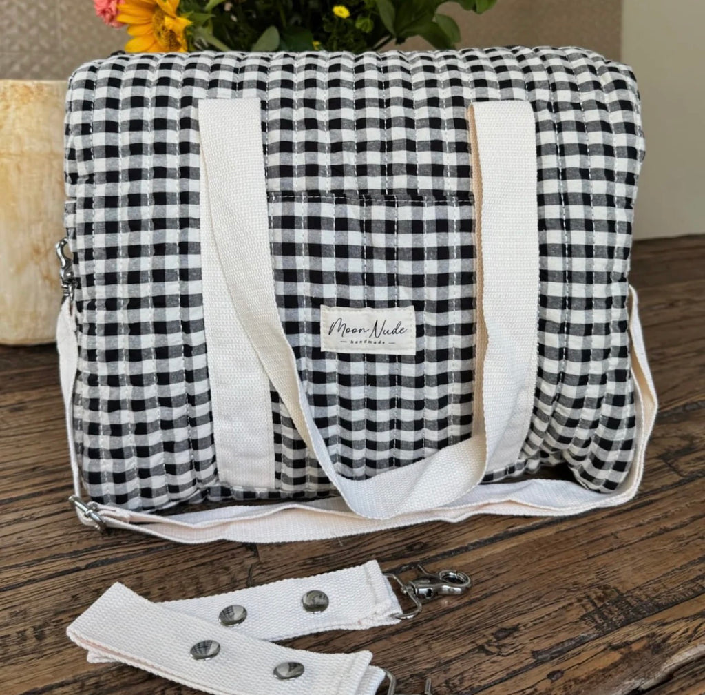Black/White Gingham Diaper Bag