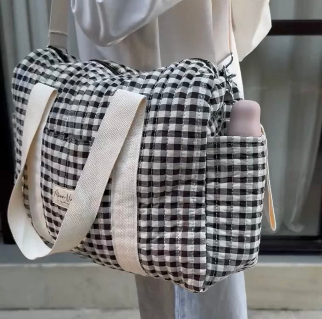 Black/White Gingham Diaper Bag