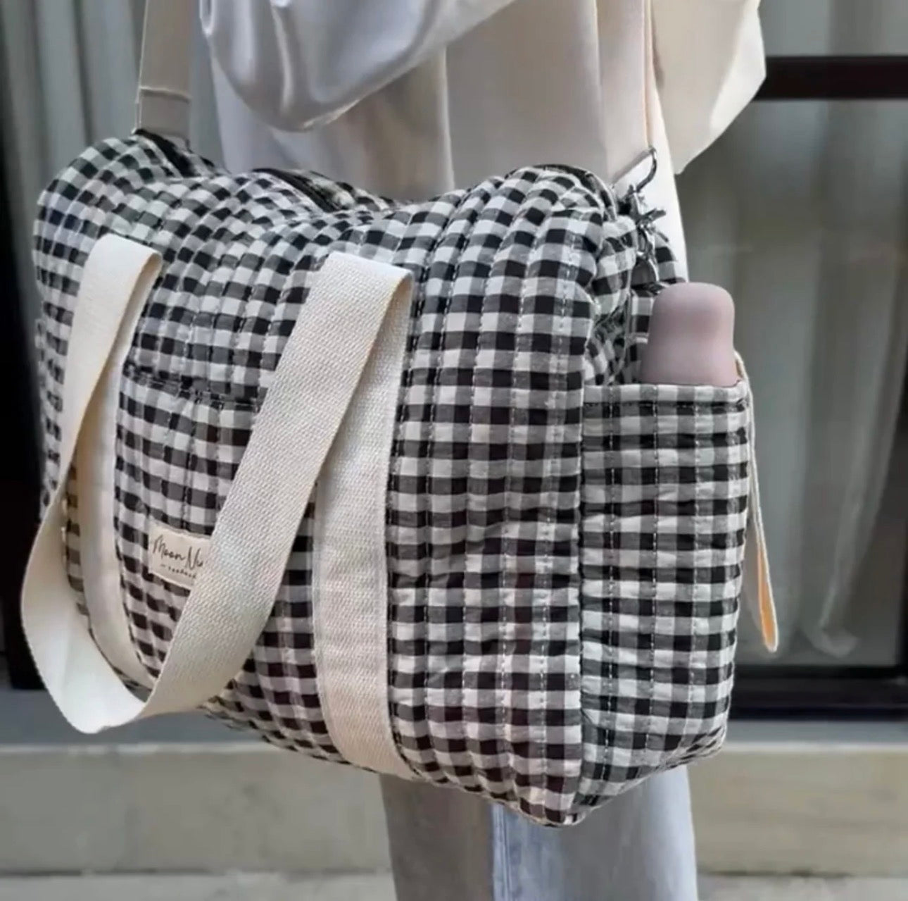 Black/White Gingham Diaper Bag