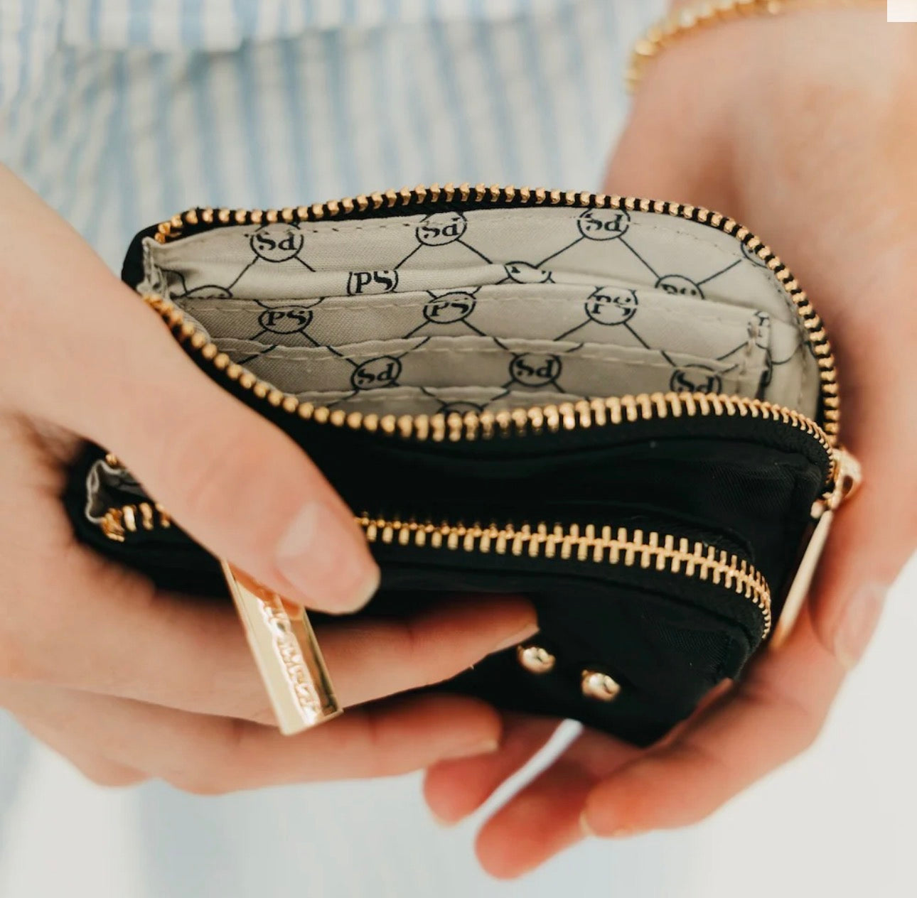 Cameron Double Zip Card Wallet - Black