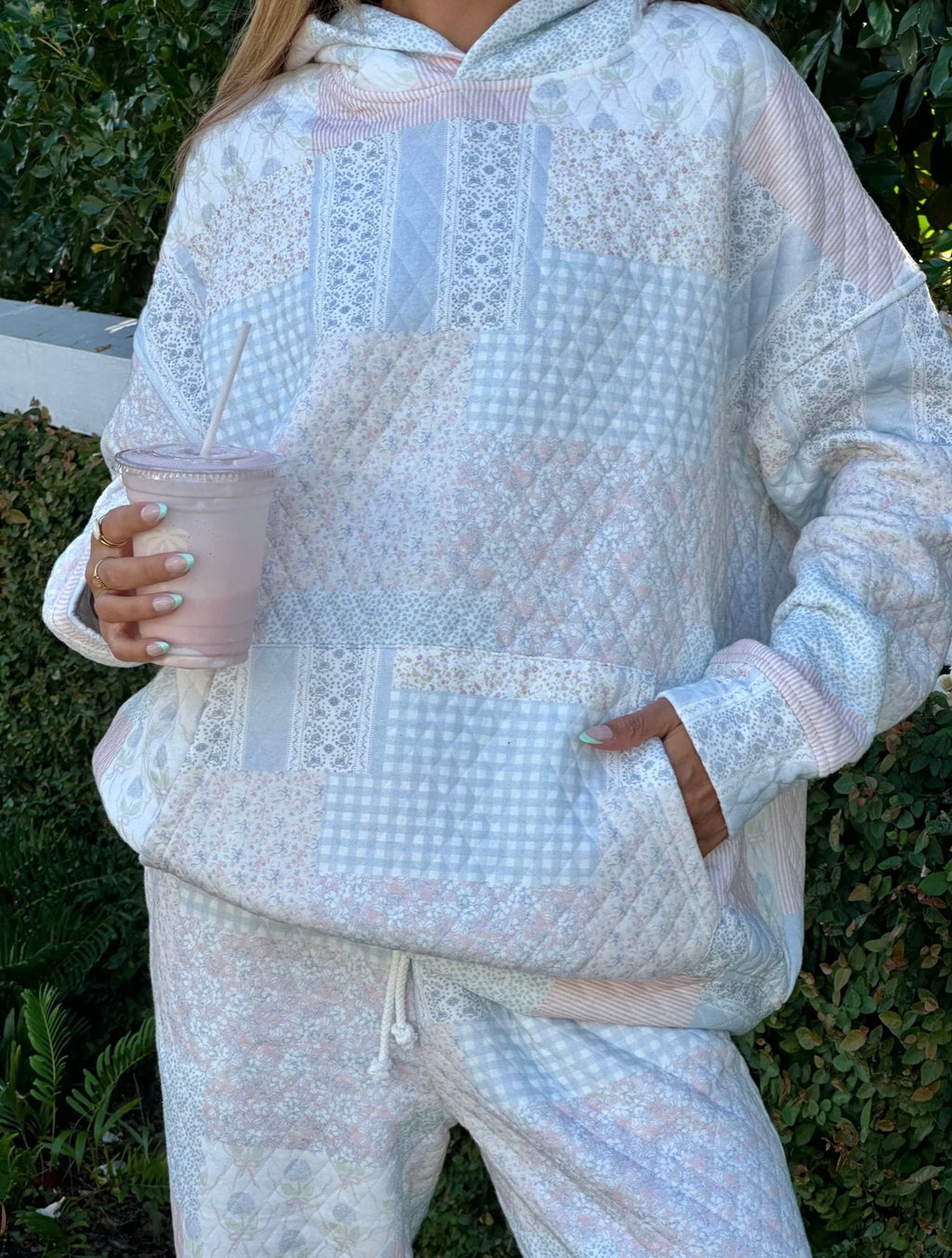 Shades of Blue Quilted Hoodie